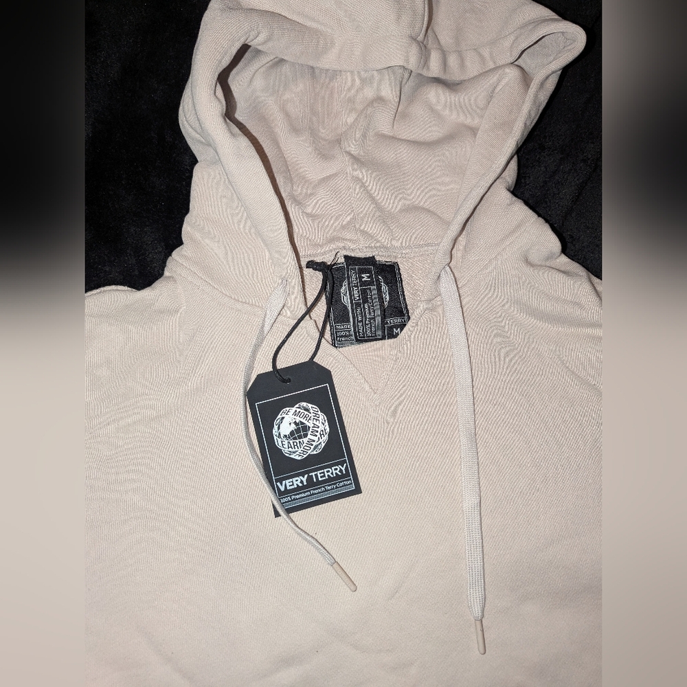 NWT Very Terry Oatmeal Colored Hoodie Sz M - Picture 4 of 5